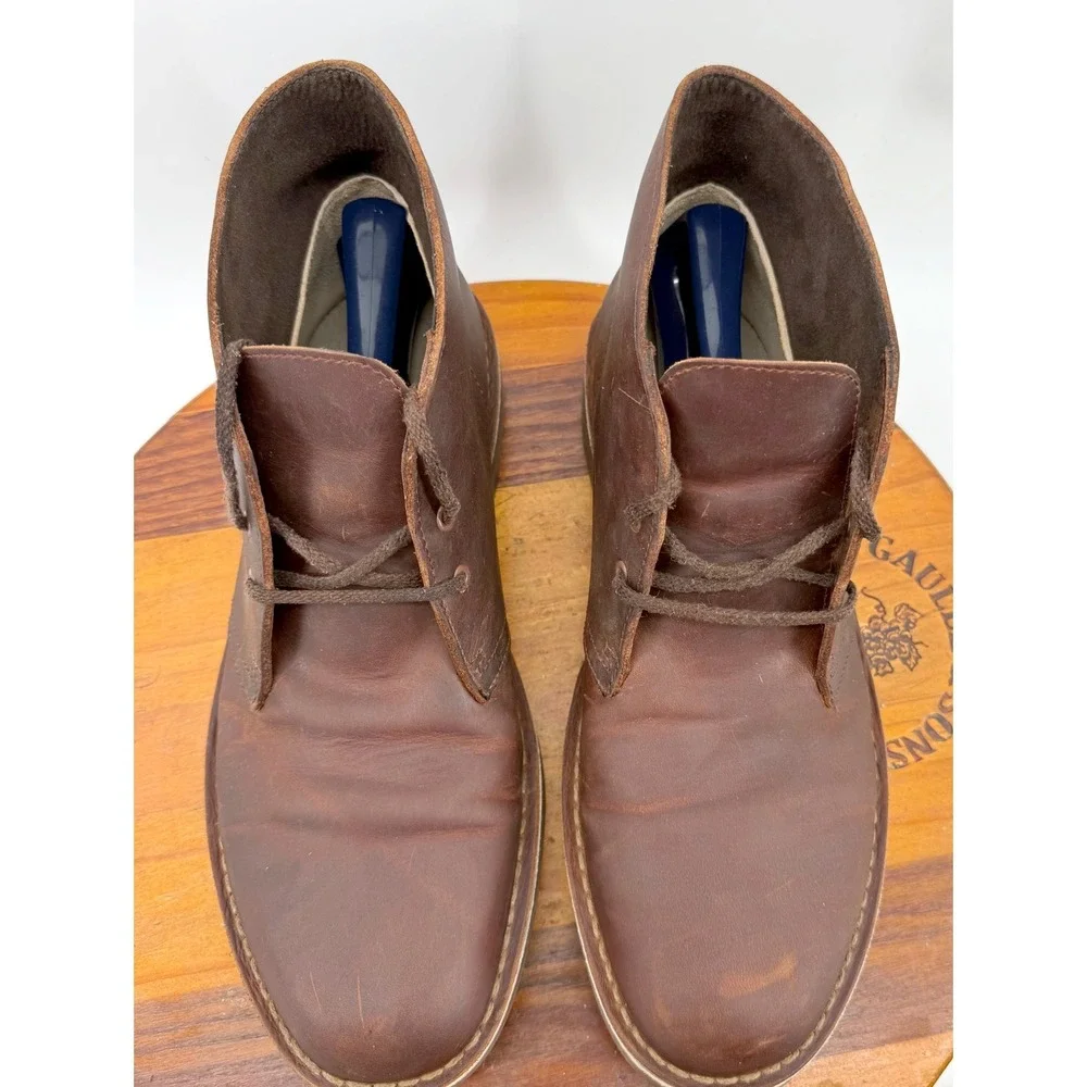 Clarks Bushacre 2 Boots Mens 9.5 Beeswax Brown Leather Chukka Desert Ankle Shoes